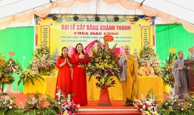 Chứng minh lễ cắt băng Khánh thành chùa Mậu công xã Quang Trung huyện tứ kỳ tỉnh Hải dương